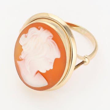 Bague - 14 carats Or jaune - Camée