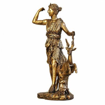 sculptuur, Goddess Diana with Deer Sculpture Roman Goddess