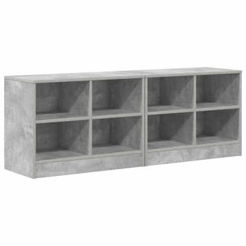vidaXL Bedkast met plank 2 st Betongrijs 66 x 33 x 48 cm, Verzenden, Nieuw