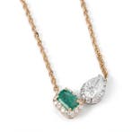 Halsketting - 14 karaat Geel goud - 1.01ct. tw. Smaragd -, Nieuw