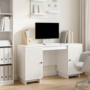 vidaXL Bureau Hoogglans Wit Bewerkt hout 142,5 x 50 x 75 cm, Verzenden