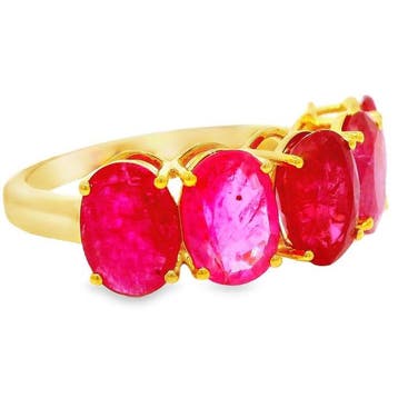 Bague - 14 carats Or jaune - 4.34ct. tw. Rubis - Bague en, Bijoux, Sacs & Beauté