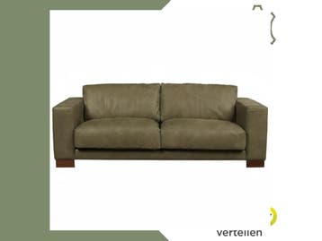 Leren bank Clear - 3 zits - Kenia Olive (olijf) - Poten, Ophalen of Verzenden