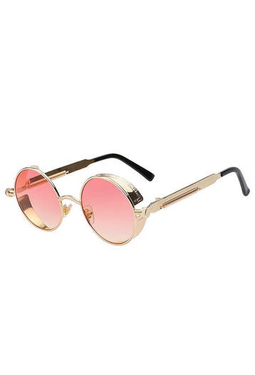 KIMU® Ronde Bril Steampunk Vintage Goud Montuur Rond Roze Gr, Ophalen of Verzenden, Nieuw, Roze