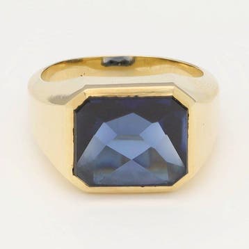 Bague - 14 carats Or jaune - Saffier, Nieuw