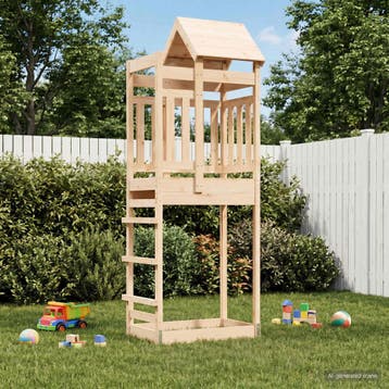 vidaXL Speeltoren Bruin Massief grenenhout, Kinderen en Baby's, Speelgoed | Buiten | Speeltoestellen, Verzenden, Nieuw