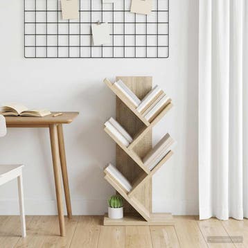 vidaXL Boom Boekenkast 4-Tier 30 x 18 x 60 cm Bewerkt hout, Verzenden