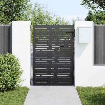 vidaXL Tuinpoort 85 x 125 cm Poedercoated staal Zwart, Verzenden, Nieuw