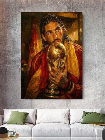 Shayer - Sergio Ramos – Champion’s Embrace - XL - 60x80cm -, Nieuw