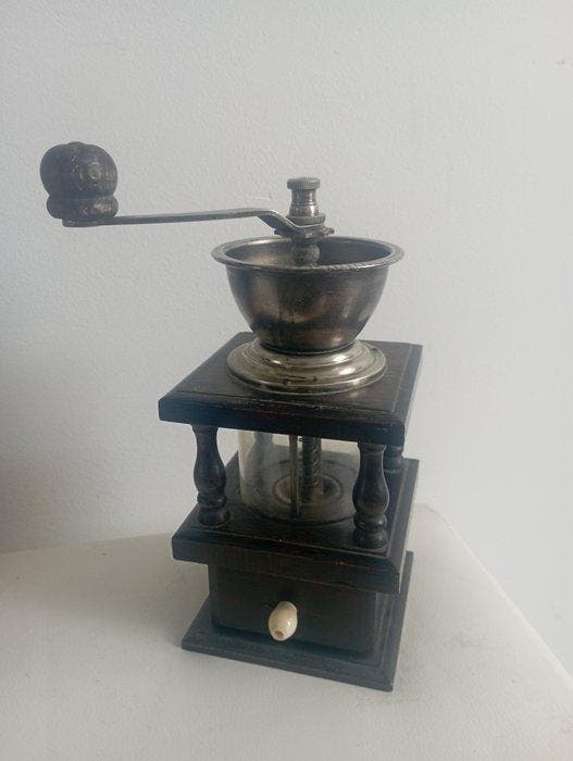 Koffiemolen - Hout, Metaal, Glas, Plastic - Koffiemolen, Antiek en Kunst, Antiek | Keukengerei