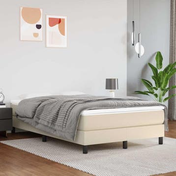 vidaXL Boxspring bed kunstleer crèmekleurig 120x200 cm, Verzenden