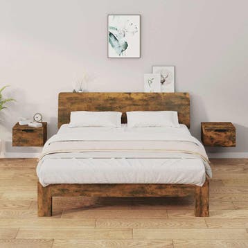 vidaXL Nachtkastjes 2 st wandgemonteerd 34x30x20 cm gerookt, Maison & Meubles, Chambre à coucher | Tables de chevet, Verzenden
