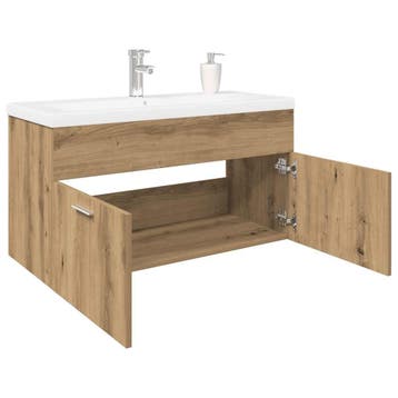 vidaXL Wastafelkast met ingebouwde wasbak hout artisanaal, Verzenden