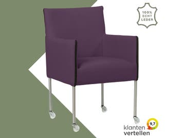 Leren eetkamerstoel More - Toledo Aubergine (paars) - Poten, Huis en Inrichting, Overige kleuren, Bohemian, Industrieel, Modern, Scandinavisch