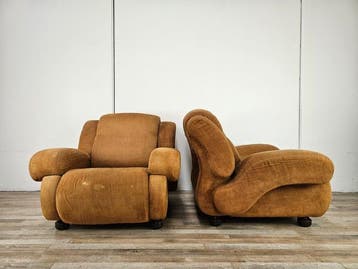 Fauteuil - Paire de fauteuils des années 70 en tissu -