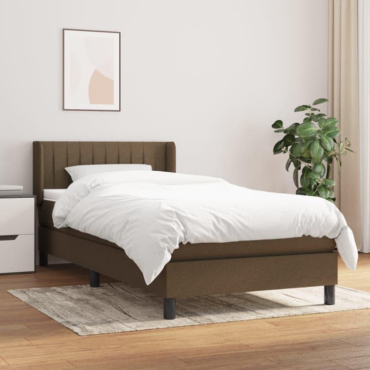 vidaXL Boxspring met matras stof donkerbruin 80x200 cm, Huis en Inrichting, Slaapkamer | Bedden, Nieuw, Verzenden
