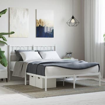 vidaXL Bedframe met hoofdbord metaal wit 160x200 cm, Verzenden, Nieuw