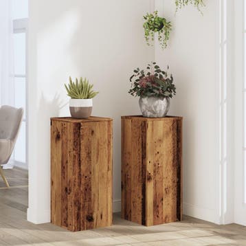 vidaXL Plantenstandaards 2 st 30x30x70 cm bewerkt hout oud, Verzenden
