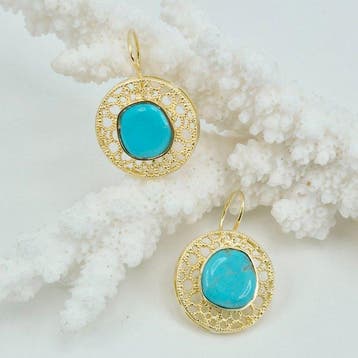 Turquoise - Zilver, Verguld - Oorbellen - TURCHESE AMERICANO