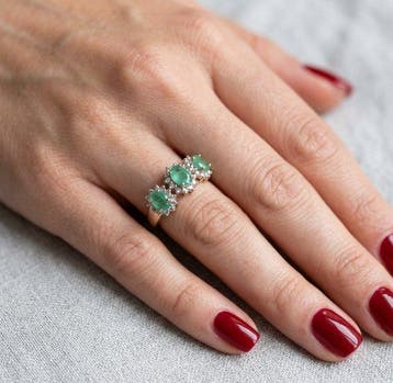 Zonder minimumprijs - Ring - 14 karaat Geel goud Smaragd -, Nieuw