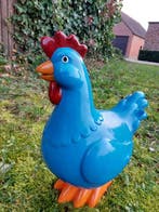 Beeld, garden statue blue chicken - 42 cm - polyresin