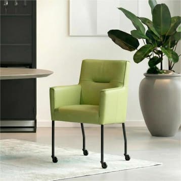 Set van 8 Leren eetkamerstoelen Lucky - Toledo Lime, Ophalen of Verzenden, Nieuw, Leer