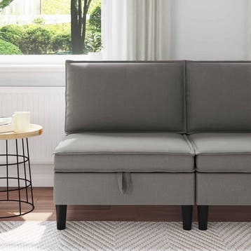 vidaXL Midden Sofa met Opbergruimte Donkergrijs Fluweel, Verzenden, Nieuw