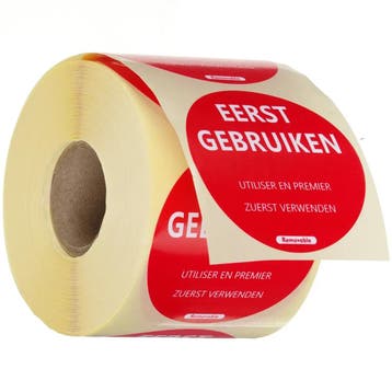 Voedseletiketten | EERST GEBRUIKEN | 500 Stuks | Ø50mm, Verzenden, Nieuw in verpakking