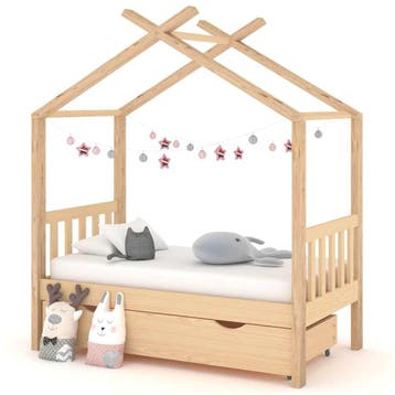 vidaXL Kinderbedframe met lade massief grenenhout 70x140 cm, Verzenden