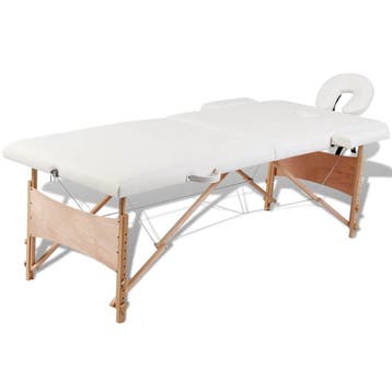 vidaXL Inklapbare massagetafel 2 zones met houten frame, Verzenden, Nieuw