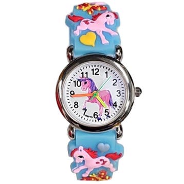 Fako - Kinderhorloge - 3D - Eenhoorn Sunshine – Lichtblauw, Handtassen en Accessoires, Horloges | Kinderen, Verzenden, Nieuw