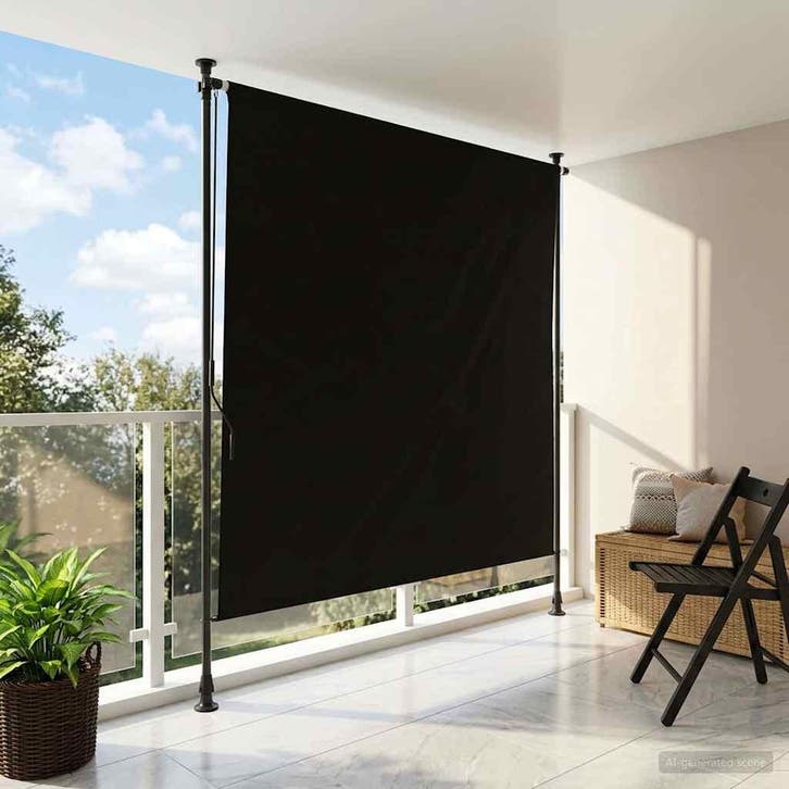 vidaXL Buitenzonwering Rolgordijn Zwart 120 x 270 cm, Tuin en Terras, Zonneschermen, Nieuw, Verzenden