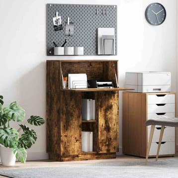 vidaXL Bureau met plank Rook Eiken 71.5 x 31.5 x 106.5 cm, Verzenden, Nieuw