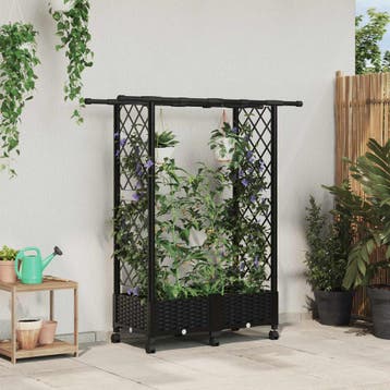 vidaXL Verhoogd Bed met Trellis en Dak Zwart 122,5 x 40 x, Verzenden, Nieuw