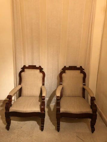 Fauteuil - Acajou - Fauteuils antiques, Antiek en Kunst