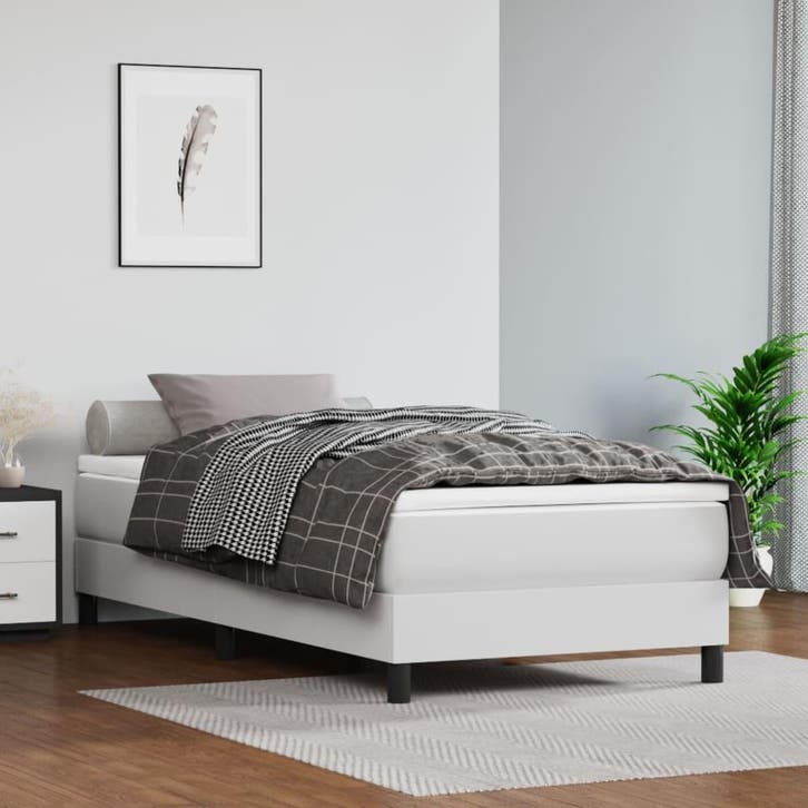 vidaXL Boxspring bed kunstleer wit 90x200 cm, Huis en Inrichting, Slaapkamer | Bedden, Nieuw, Verzenden