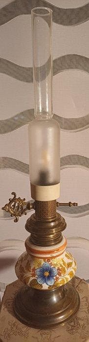 Lampe de table buffet - Majolique, Laiton doré - céramique