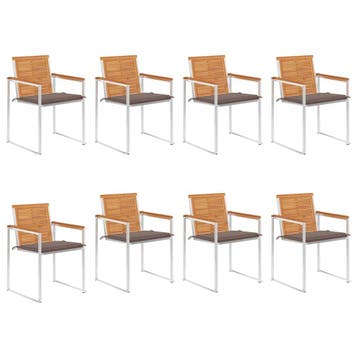 vidaXL Tuinstoelen 8 st met kussens massief acaciahout, Verzenden, Nieuw