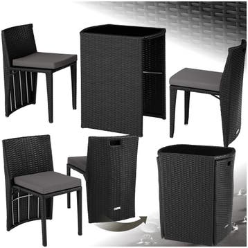 Aluminium wicker bistroset Hamburg - zwart, Tuin en Terras, Tuinsets en Loungesets, Verzenden, Nieuw