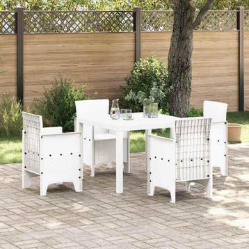 vidaXL Tuin Eettafel Set 5 st Wit Polypropyleen, Verzenden, Nieuw