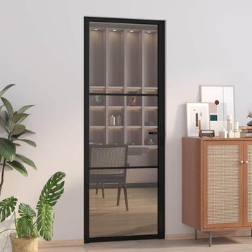 vidaXL Binnendeur 76x201,5 cm ESG-glas en aluminium zwart, Verzenden