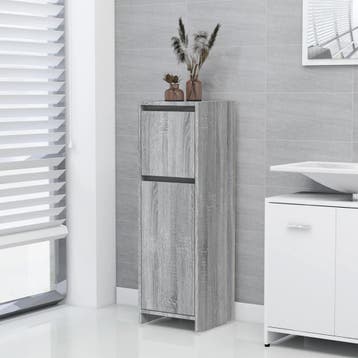 vidaXL Badkamerkast 30x30x95 cm bewerkt hout grijs sonoma, Huis en Inrichting, Badkamer | Badkamermeubels, Verzenden, Nieuw