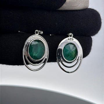 Argent - Boucles doreilles - Émeraude, Collections