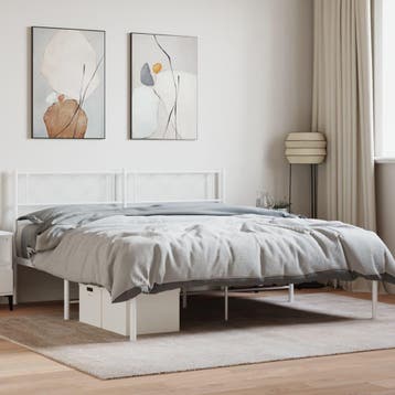 vidaXL Bedframe met hoofdbord metaal wit 160x200 cm, Verzenden, Nieuw