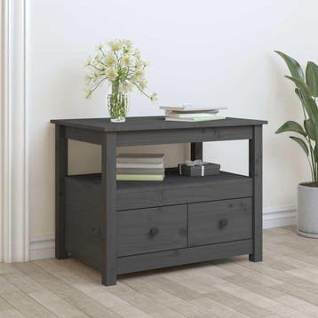 vidaXL Salontafel 71x49x55 cm massief grenenhout grijs, Verzenden, Nieuw