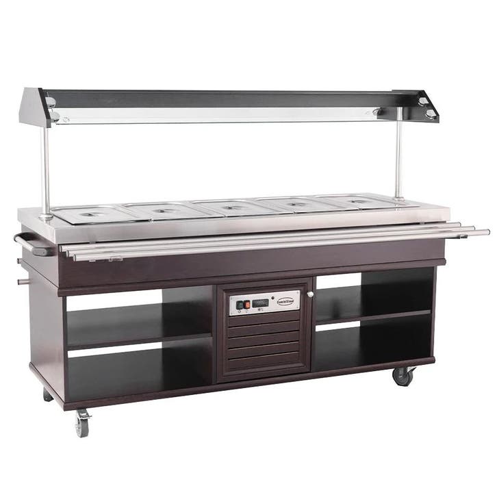 Warmhoudbuffet | Hout/RVS | 5x 1/1 GN | 30°C/90°C |, Zakelijke goederen, Horeca | Keukenapparatuur, Nieuw in verpakking, Verzenden