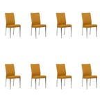 Set van 8 Leren eetkamerstoelen Comfort - Toledo Leem, Ophalen of Verzenden, Nieuw, Leer, Eén