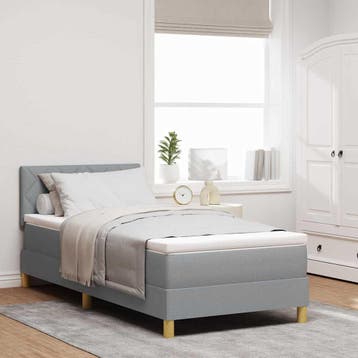 vidaXL LED Box Spring Bed met hoofdeinde Lichtgrijs 90 x 190, Verzenden
