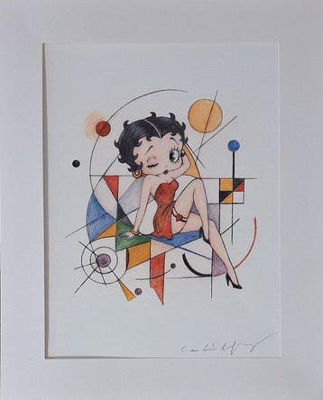 Emma Wildfang Colour pencil drawing - Betty Boop - original, Nieuw