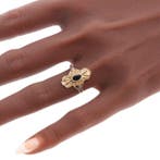 Ring - 18 karaat Geel goud - 0.55ct. tw. Saffier - Parel -, Nieuw